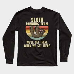 Sloth Running Team T-Shirt - Retro Sunset Gift Long Sleeve T-Shirt